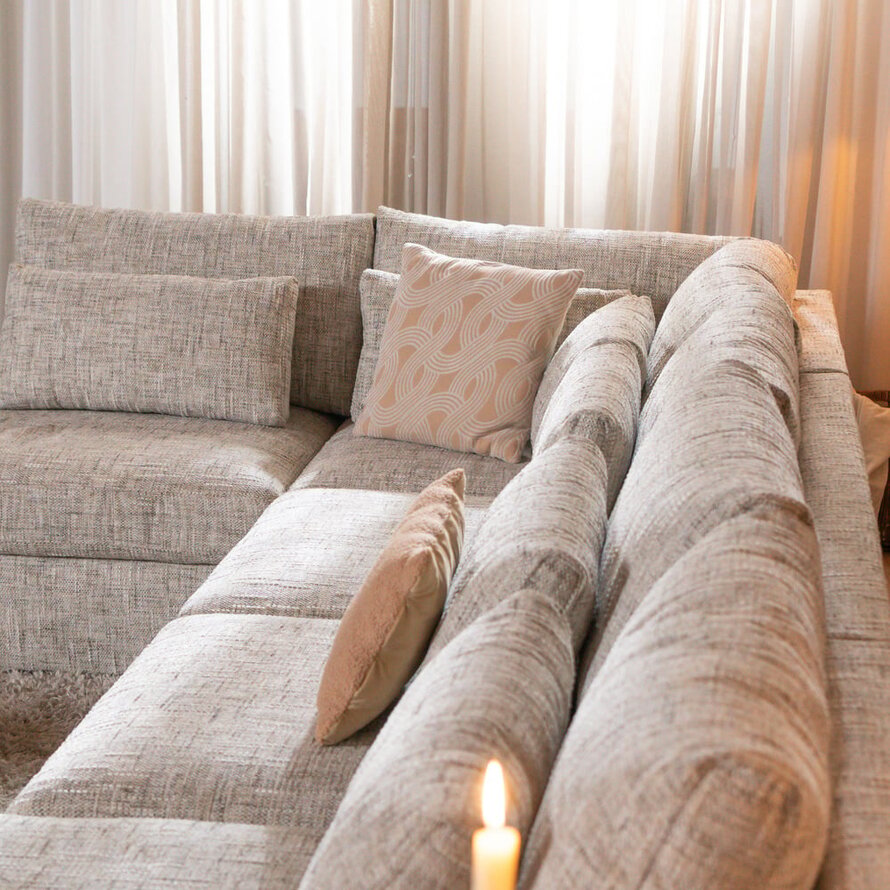 U-Sofa Kyle 6-Sitzer chenille sand grey