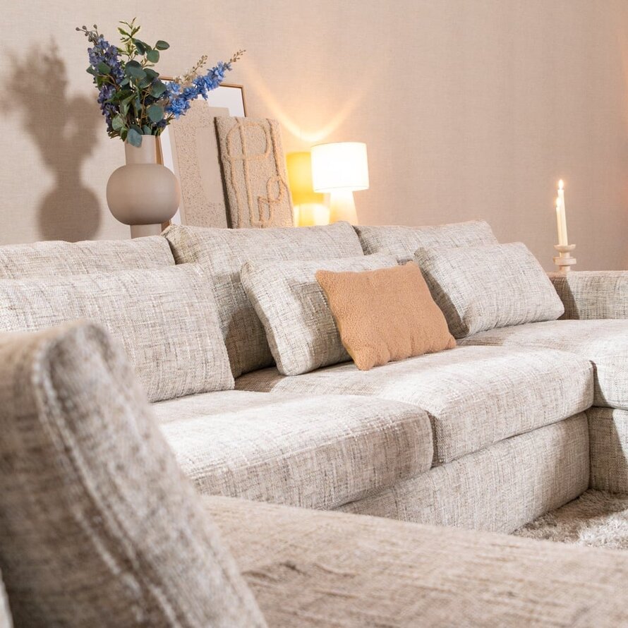 U-Sofa Kyle 6-Sitzer chenille sand grey