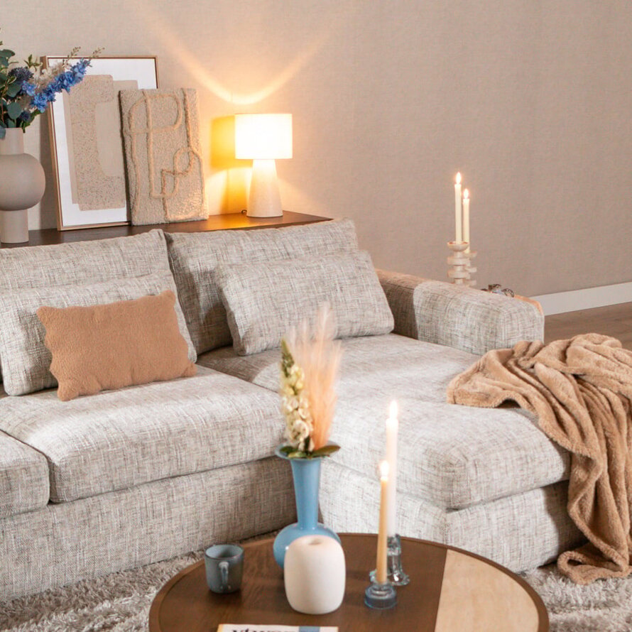 U-Sofa Kyle 6-Sitzer chenille sand grey