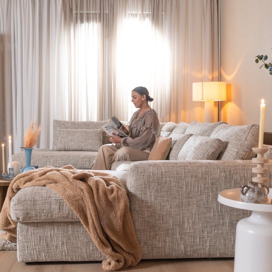 U-Sofa Kyle 6-Sitzer chenille sand grey