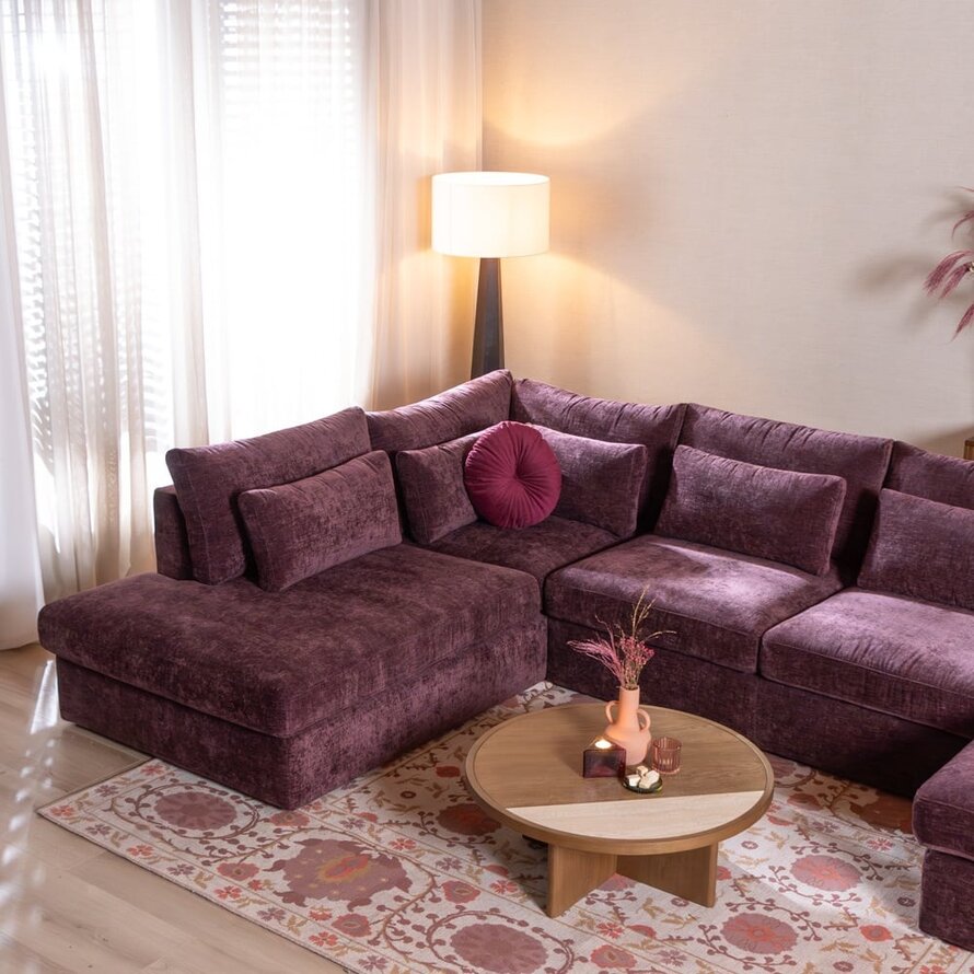 U-Sofa Kyle 6-Sitzer chenille lila