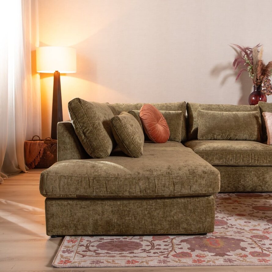 Ecksofa Kyle chenille olive grün links