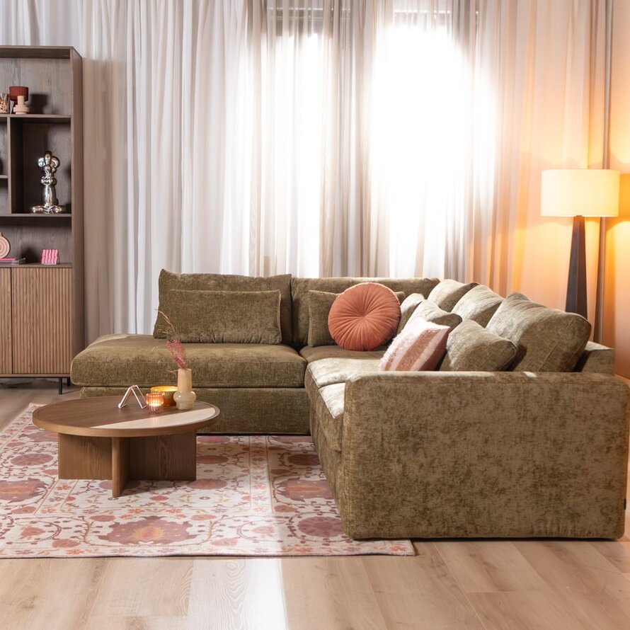 Ecksofa Kyle chenille olive grün links