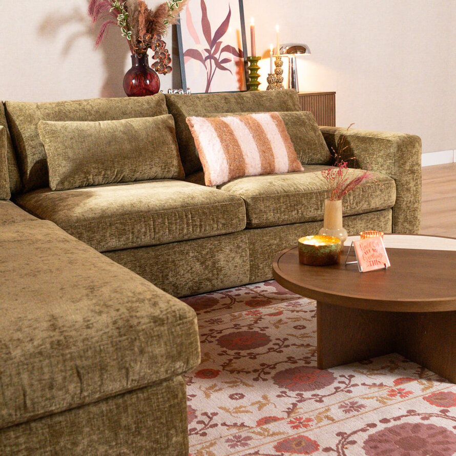 Ecksofa Kyle chenille olive grün links