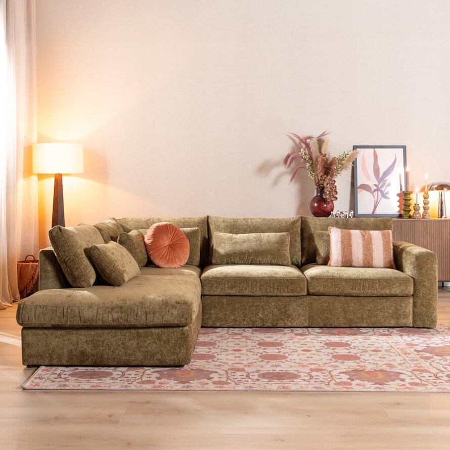 Ecksofa Kyle chenille olive grün links