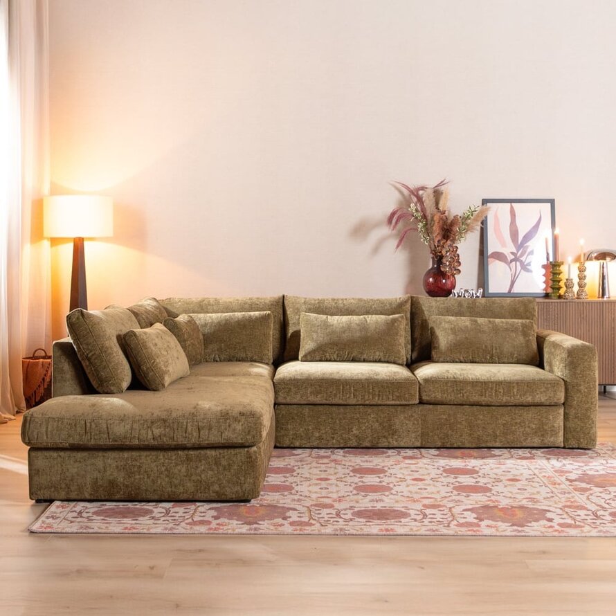 Ecksofa Kyle chenille olive grün links