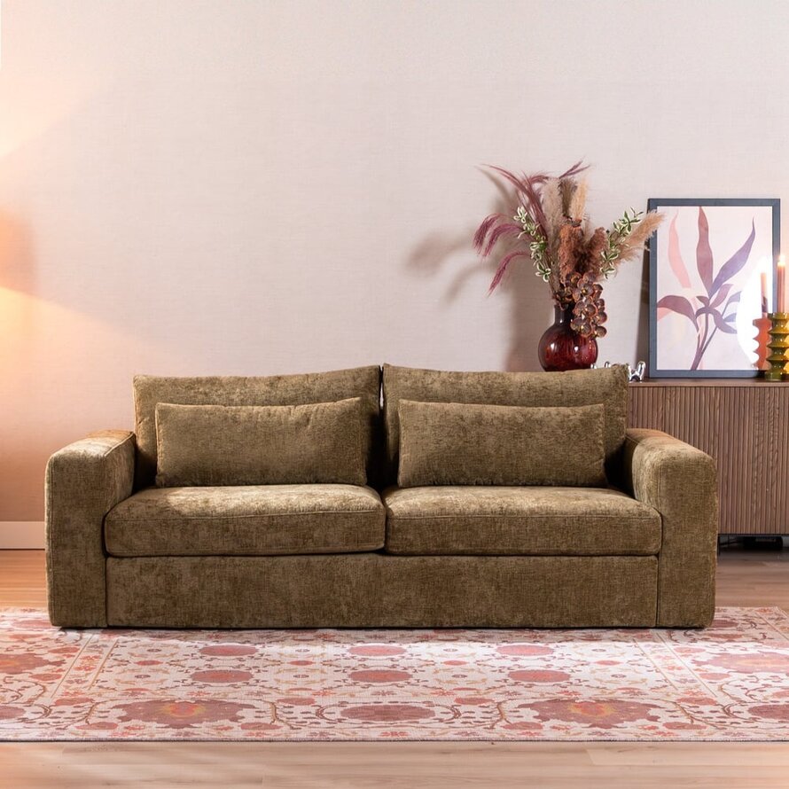 3-Sitzer Sofa Kyle Chenille olive grün