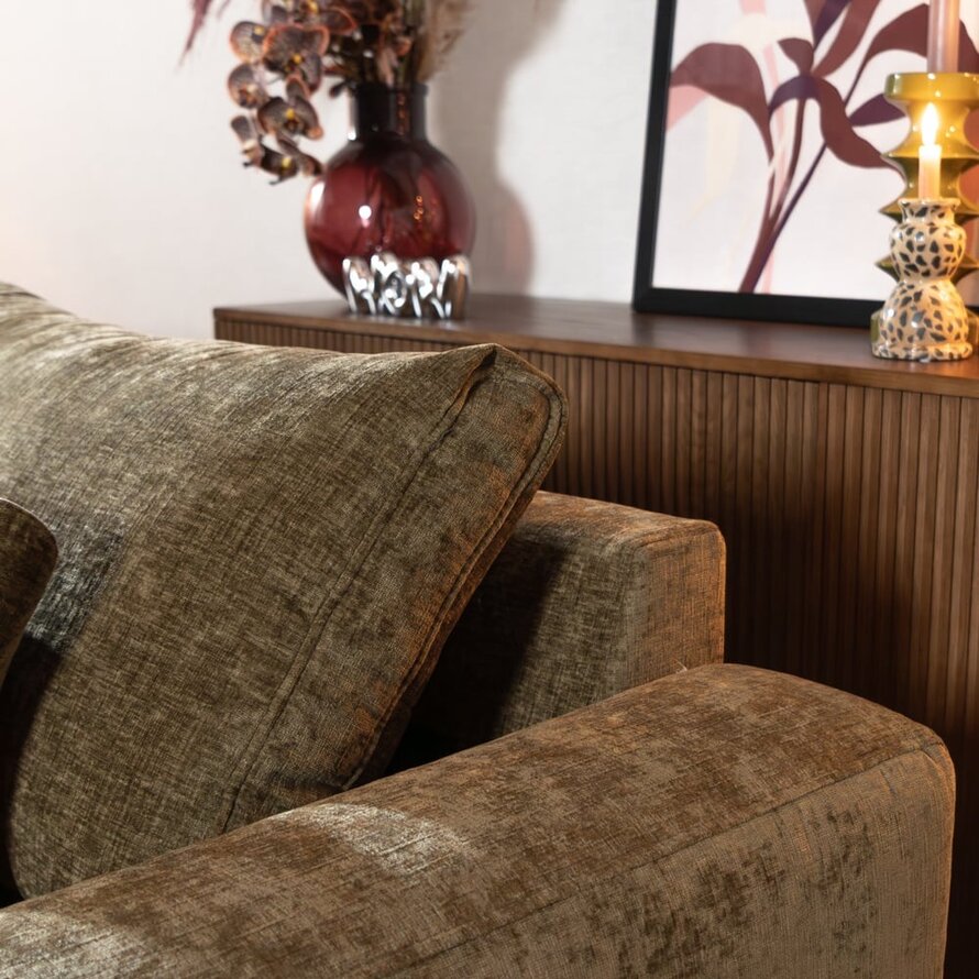 U-Sofa Kyle 6-Sitzer Chenille olive grün