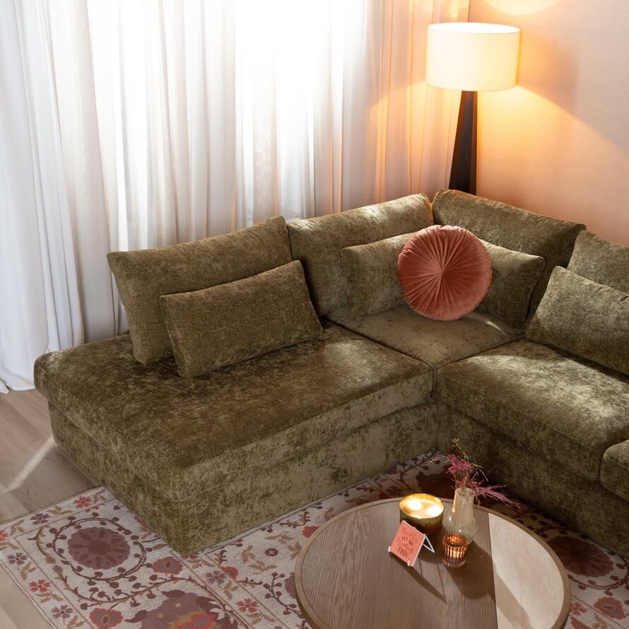 U-Sofa Kyle 6-Sitzer Chenille olive grün