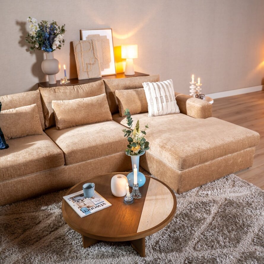 U-Sofa Kyle 6-Sitzer chenille peach