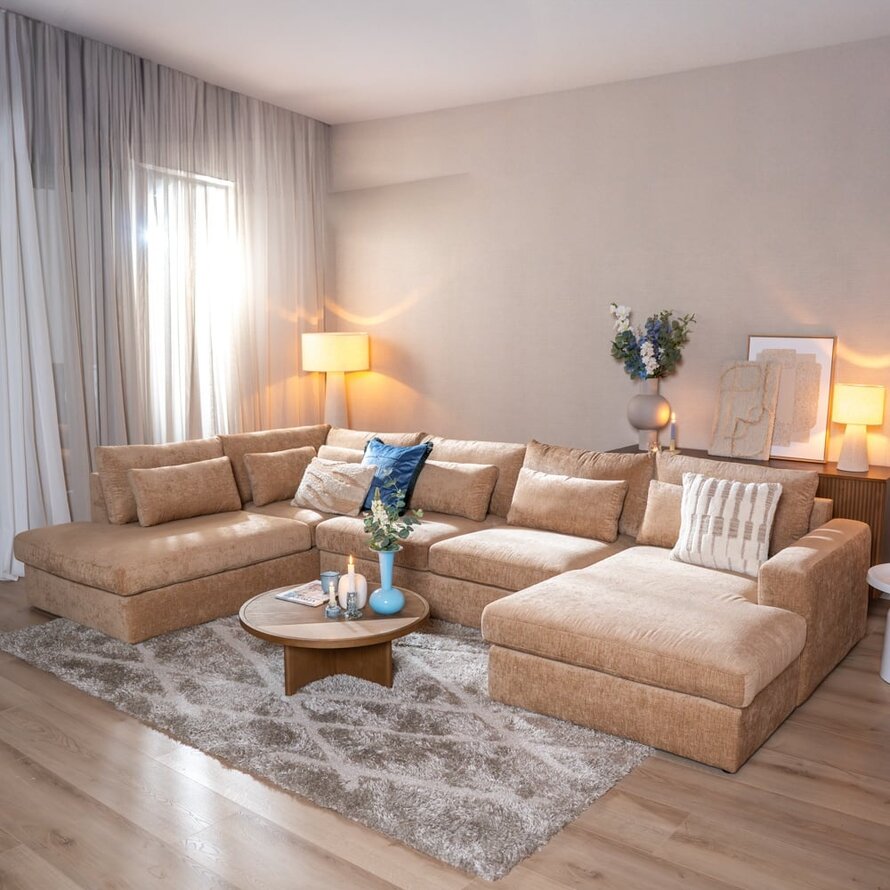 U-Sofa Kyle 6-Sitzer chenille peach