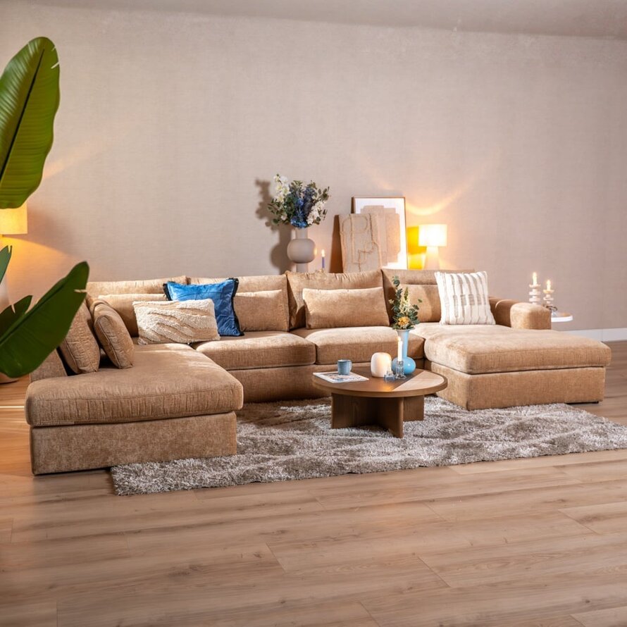 U-Sofa Kyle 6-Sitzer chenille peach