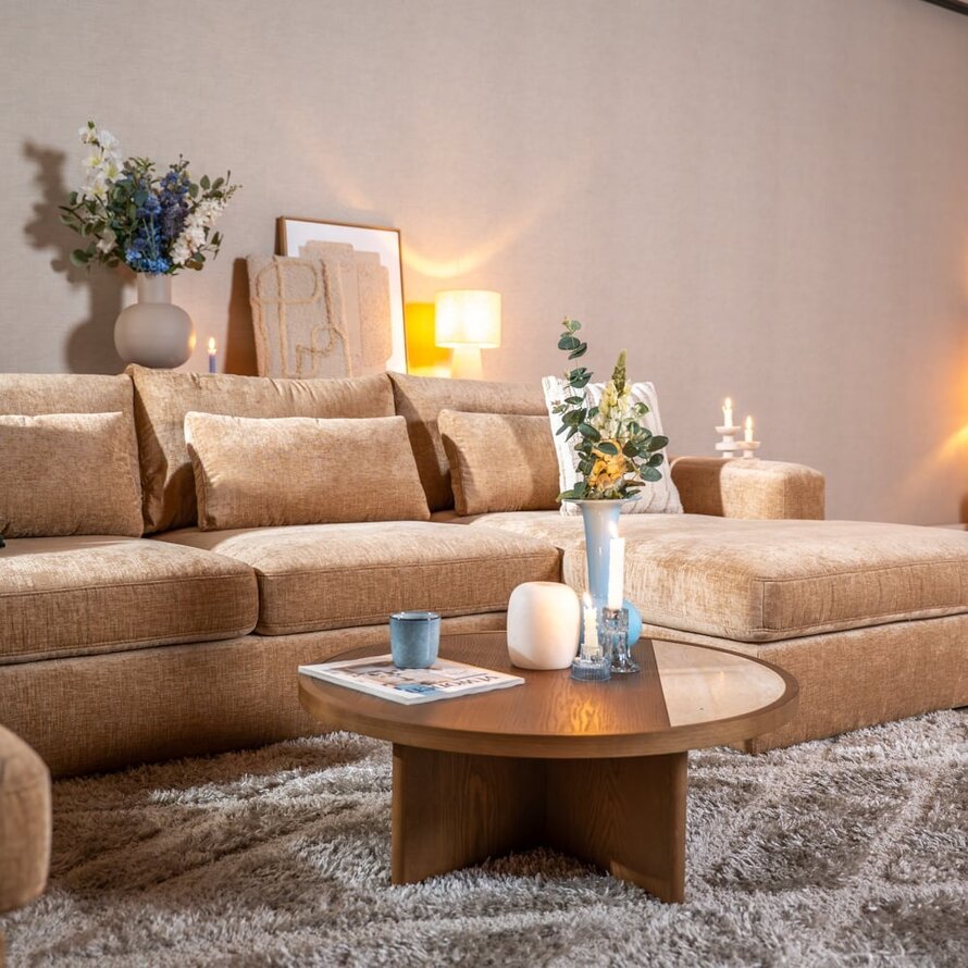 U-Sofa Kyle 6-Sitzer chenille peach