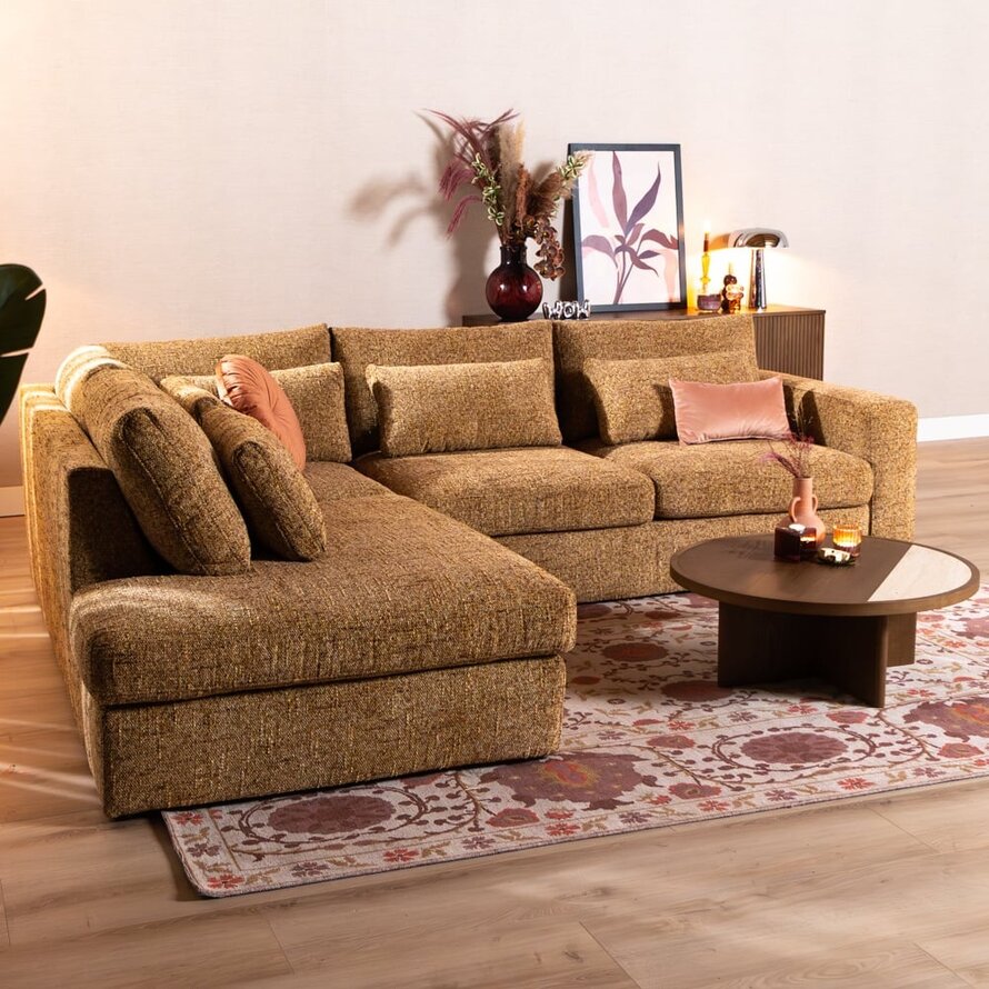 Ecksofa Kyle chenille ockergelb links