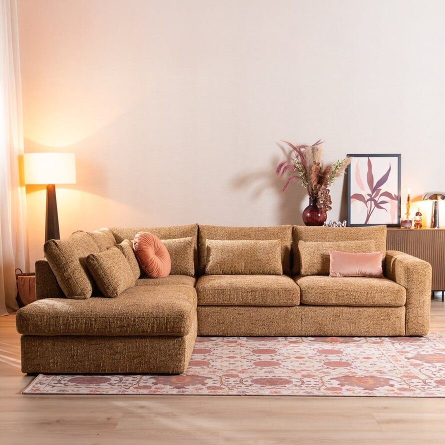 Ecksofa Kyle chenille ockergelb links