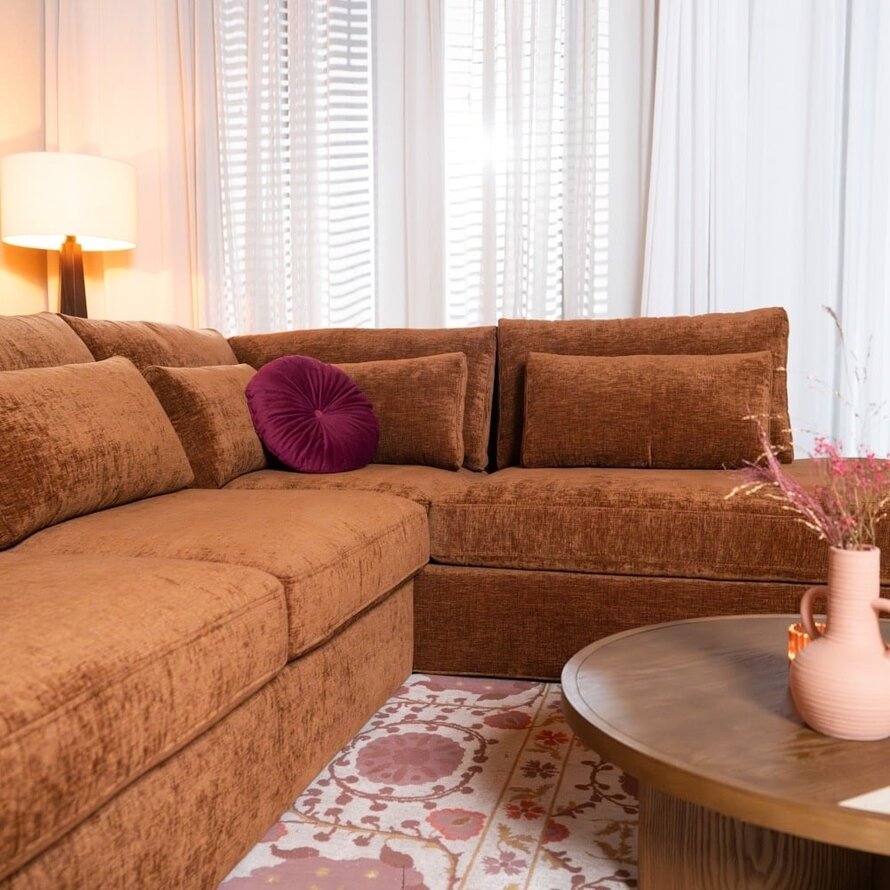 Ecksofa Kyle chenille kupfer rechts