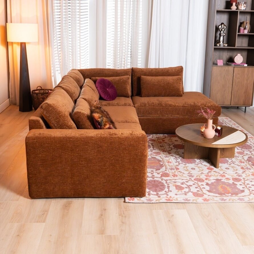 Ecksofa Kyle chenille kupfer rechts