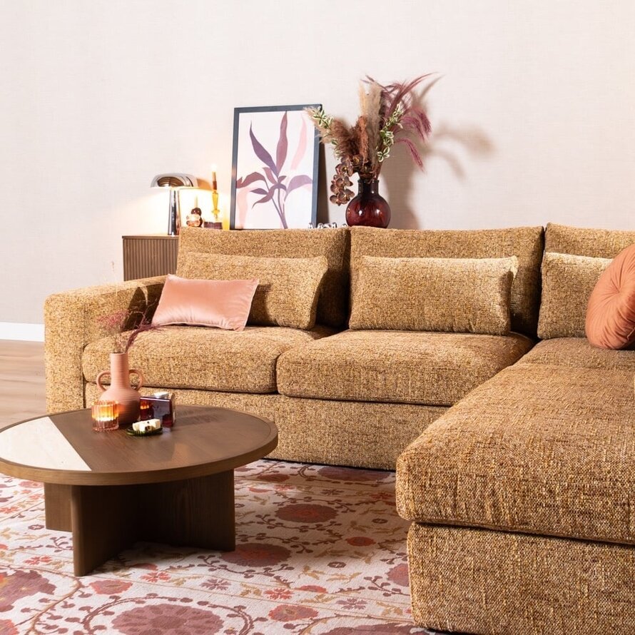 Ecksofa Kyle chenille ockergelb rechts