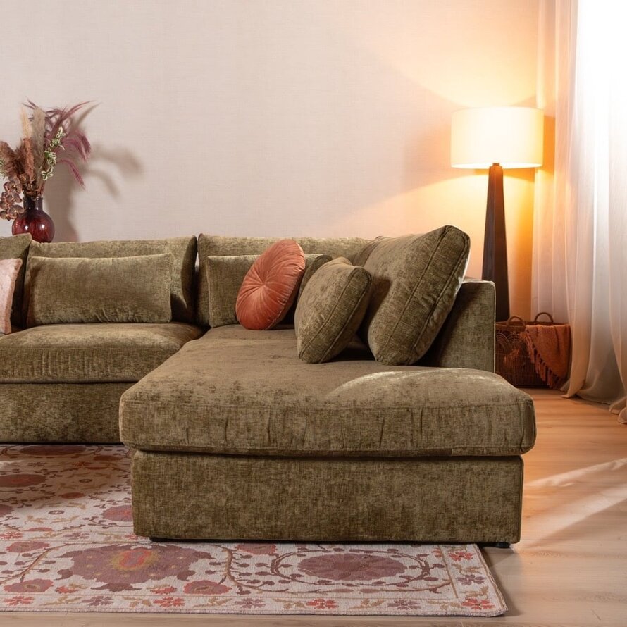 Ecksofa Kyle chenille olive grün rechts