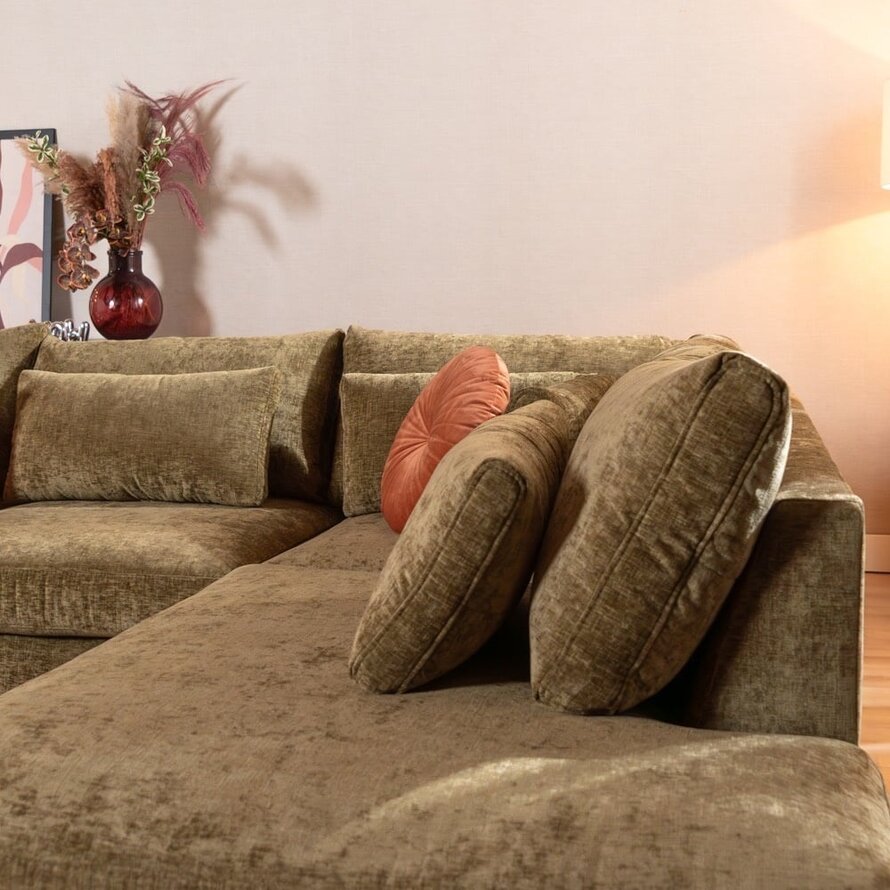 Ecksofa Kyle chenille olive grün rechts