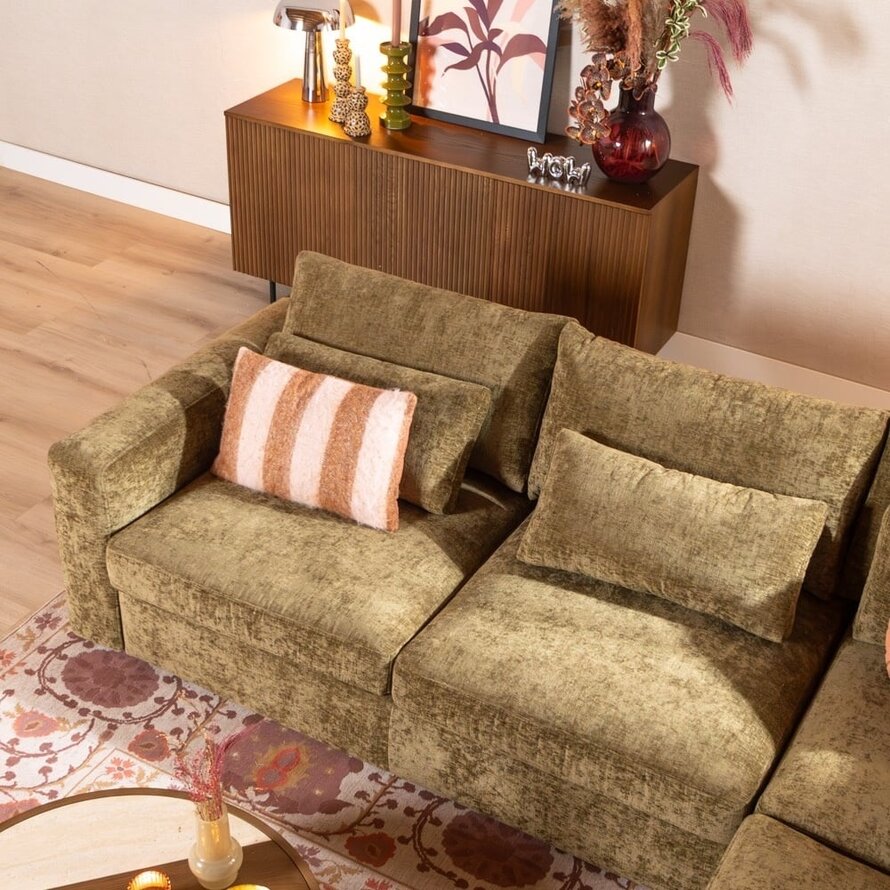 Ecksofa Kyle chenille olive grün rechts