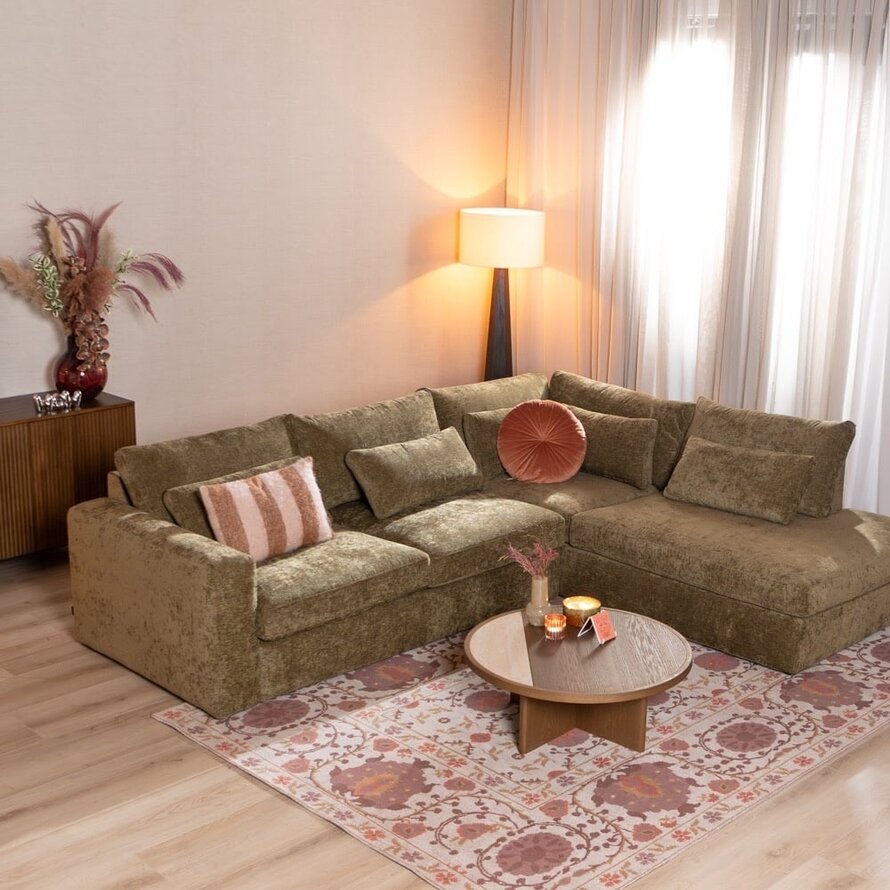 Ecksofa Kyle chenille olive grün rechts
