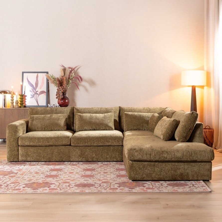 Ecksofa Kyle chenille olive grün rechts