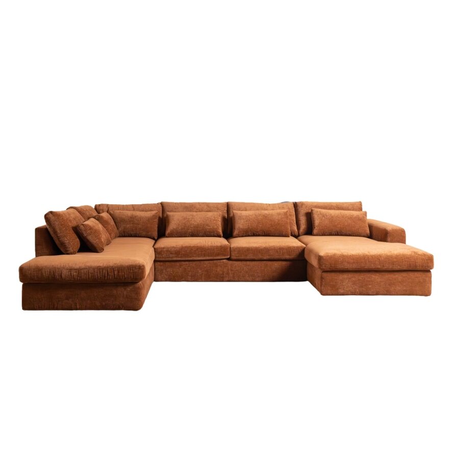 U-Sofa Kyle 6-Sitzer chenille kupfer