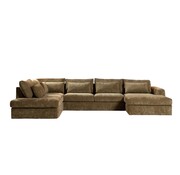 Bronx71 U-Sofa Kyle 6-Sitzer Chenille olive grün