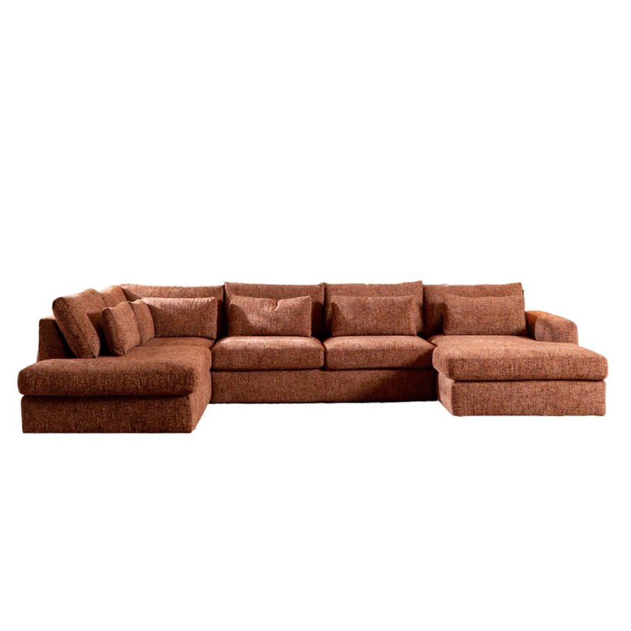 U-Sofa Kyle 6-Sitzer chenille rot