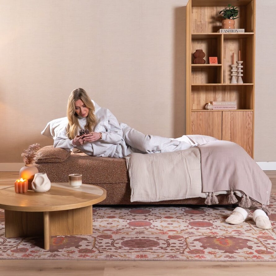 Schlafsofa 2-Sitzer Jona Bouclé Melange terrakotta