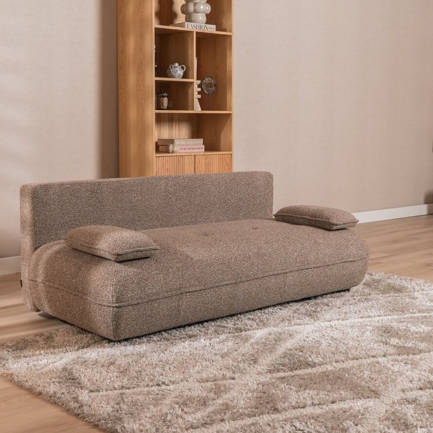 Schlafsofa 2-Sitzer Jona Bouclé Melange braun