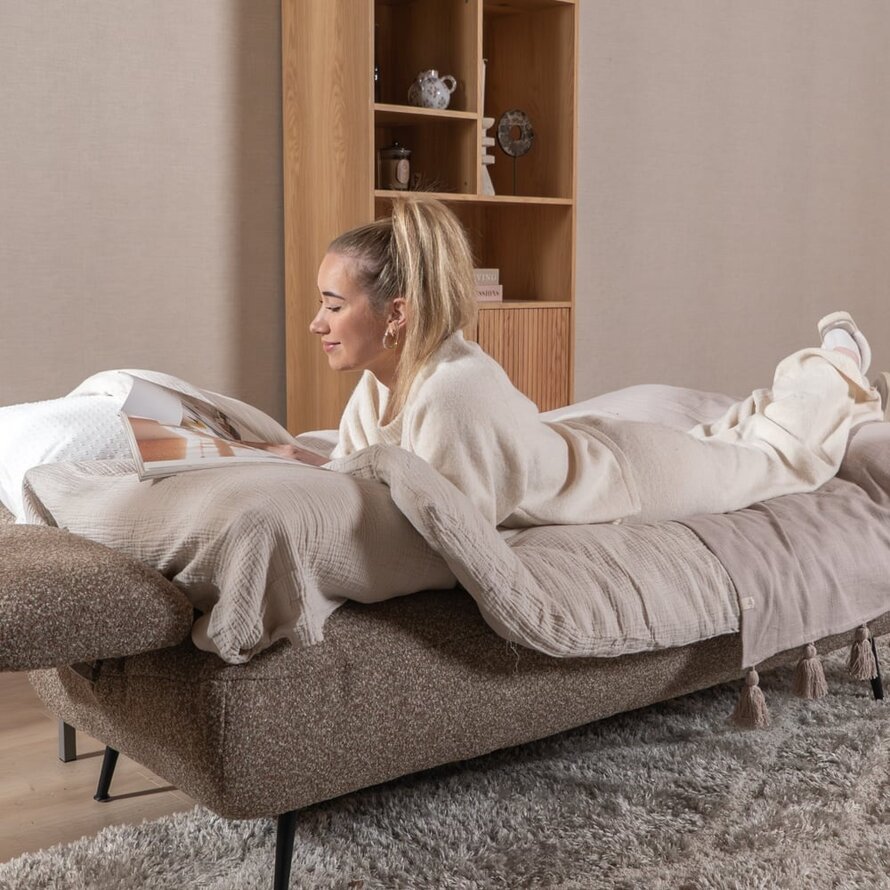 Schlafsofa 1-Sitzer Mira Bouclé Melange braun