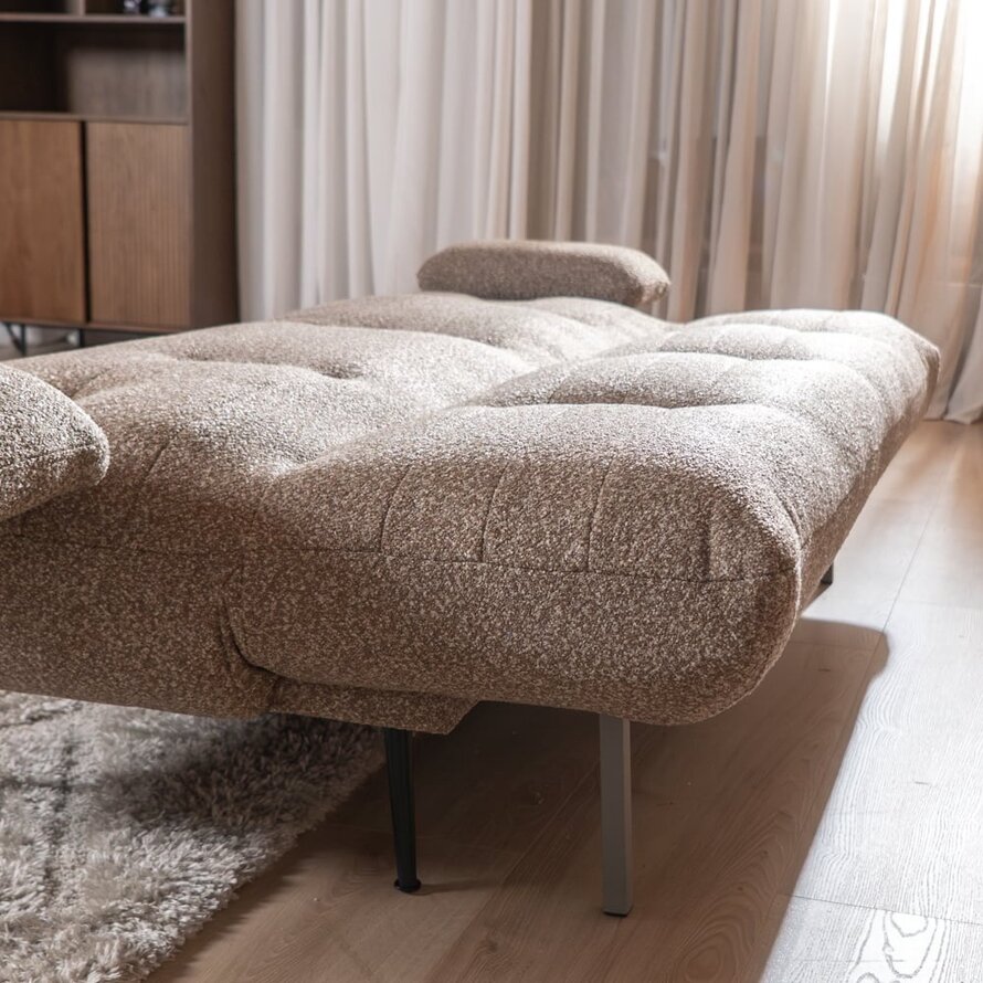 Schlafsofa 1-Sitzer Mira Bouclé Melange braun
