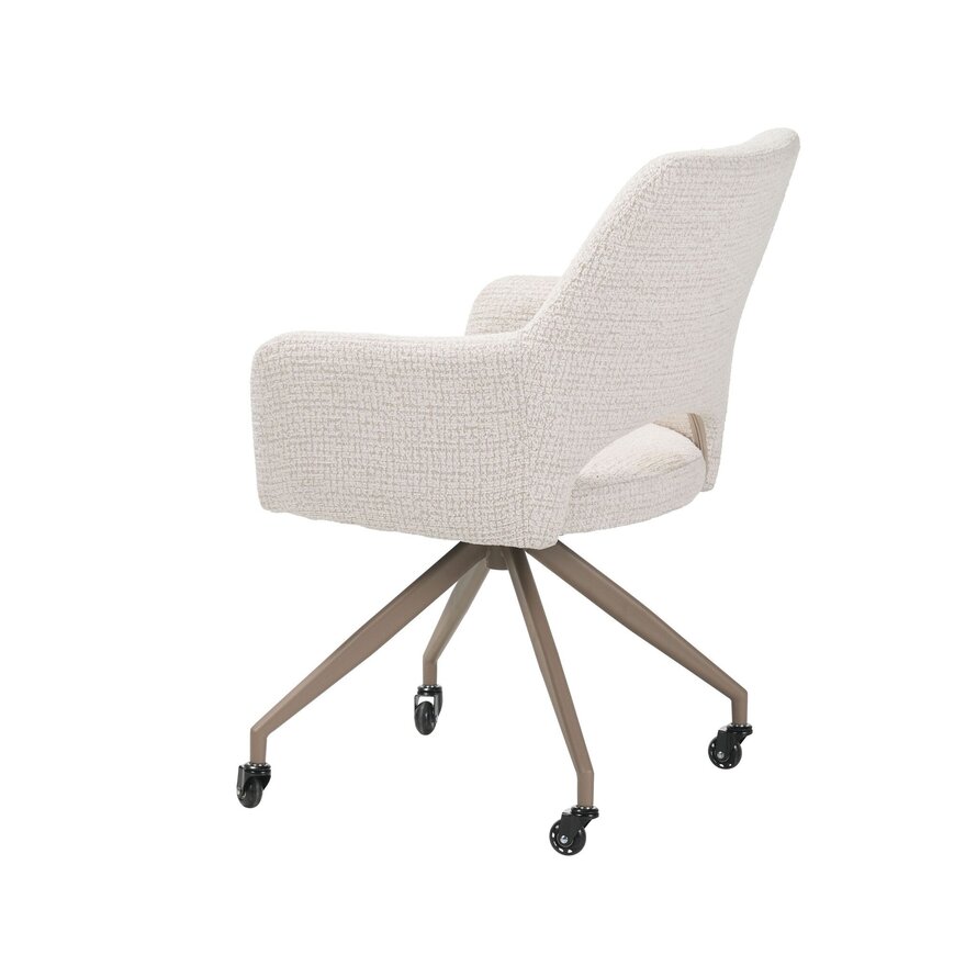 Stuhl mit Rollen Mona melierter Stoff beige