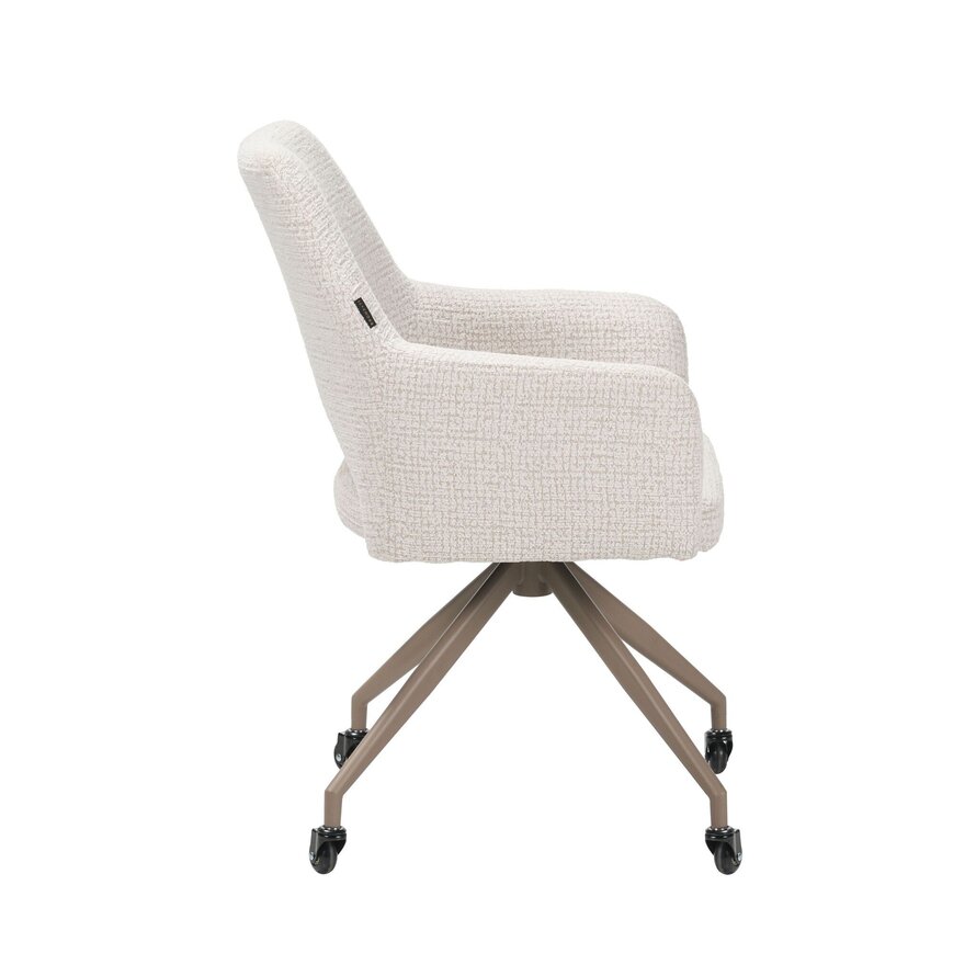 Stuhl mit Rollen Mona melierter Stoff beige