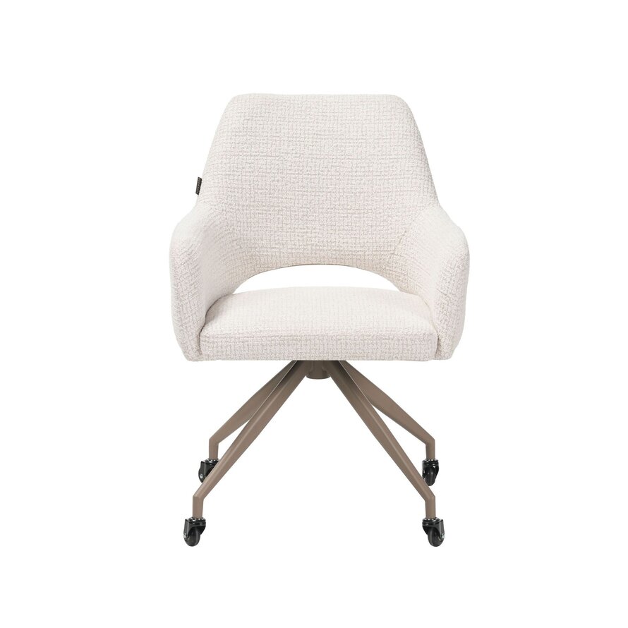 Stuhl mit Rollen Mona melierter Stoff beige