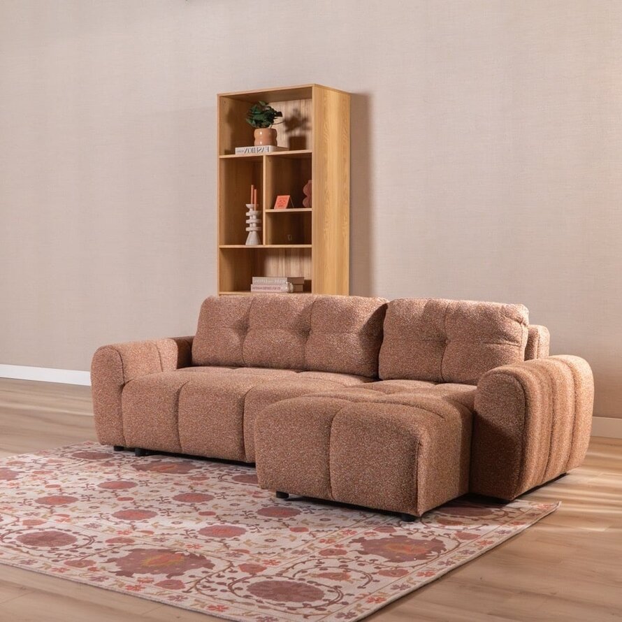 Schlafsofa 2-Sitzer Inka Bouclé Melange terrakotta links/rechts