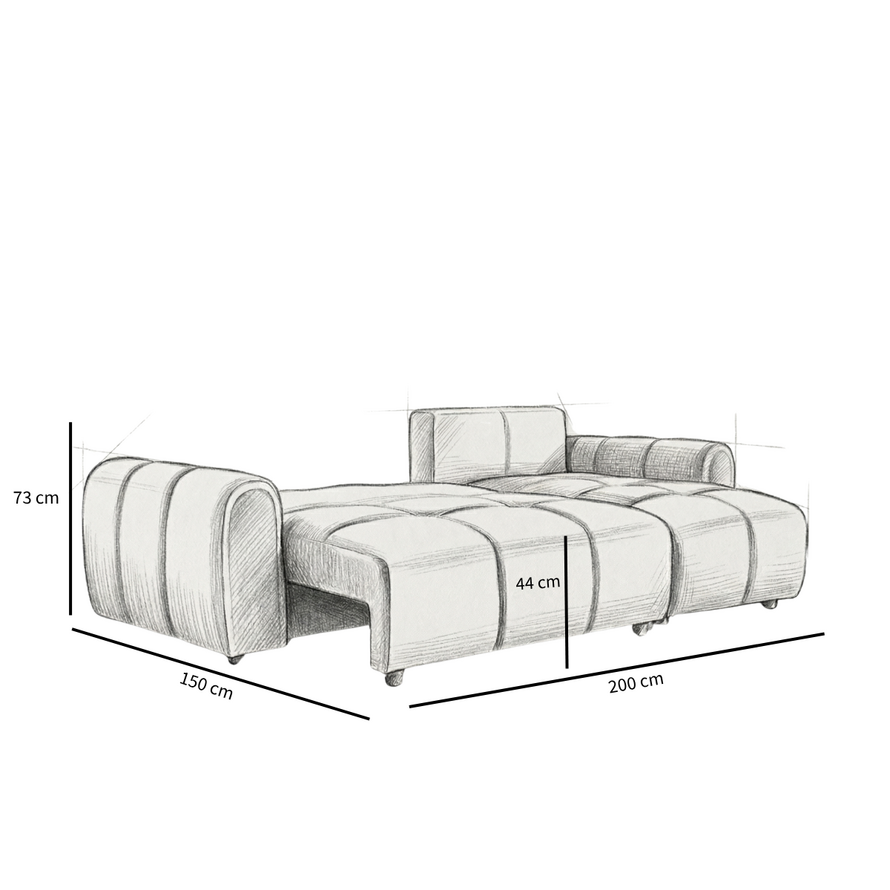 Schlafsofa 2-Sitzer Inka Bouclé Melange terrakotta links/rechts