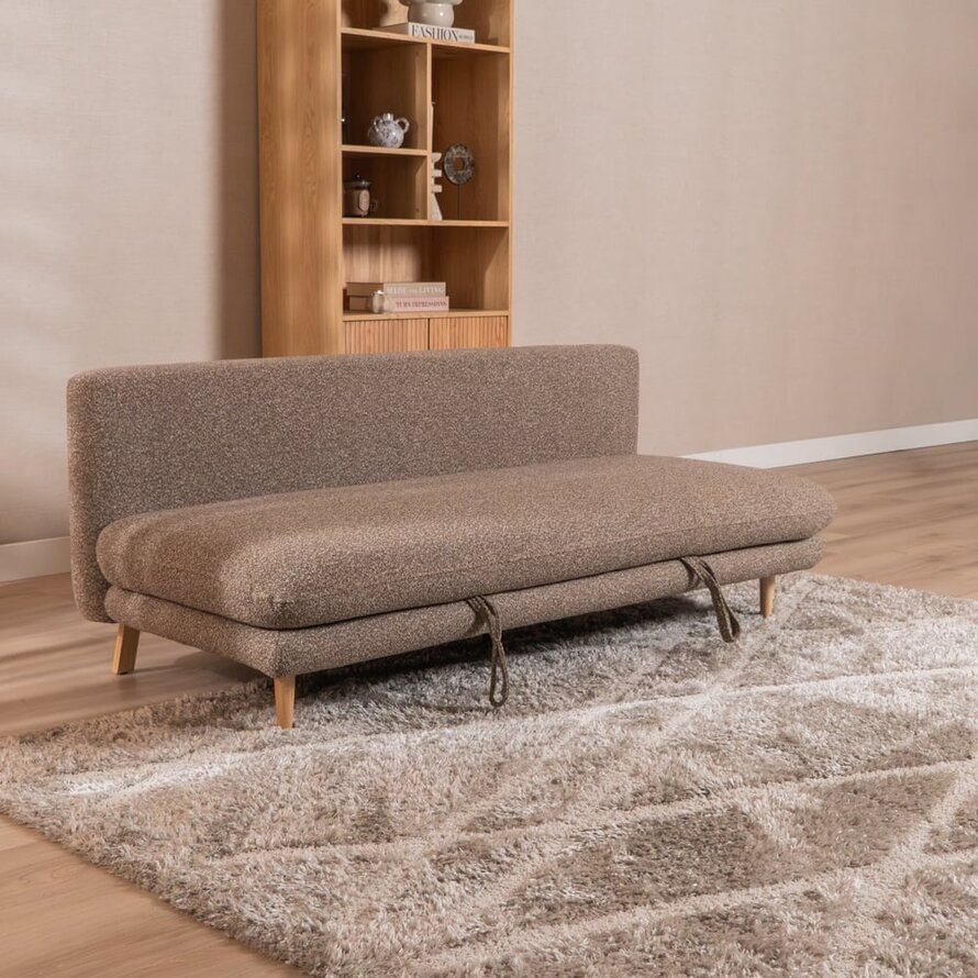 Schlafsofa 2-Sitzer Lauri Bouclé Melange braun