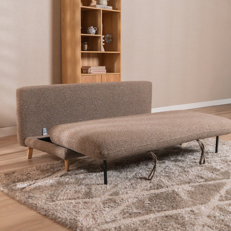 Schlafsofa 2-Sitzer Lauri Bouclé Melange braun