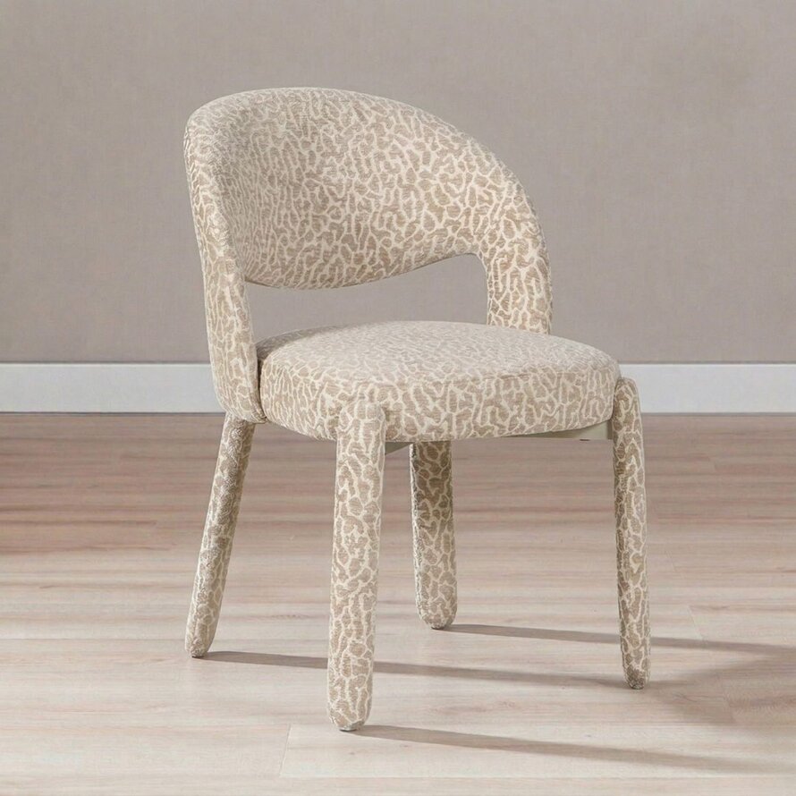 Stuhl Nala taupe Leo-Print