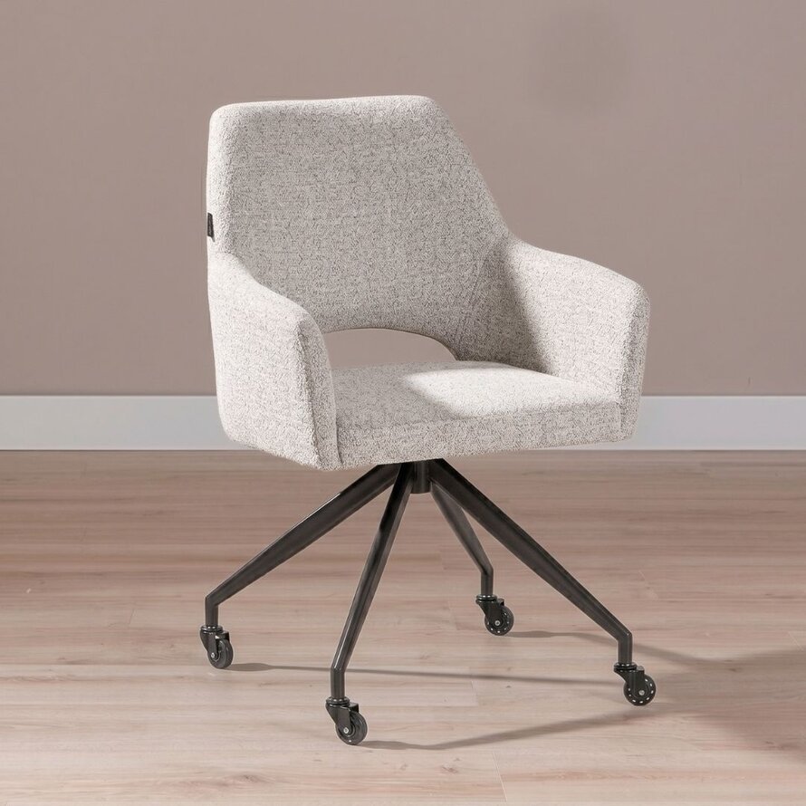 Stuhl Mexx mit Rollen melierter Stoff Off white/Braun