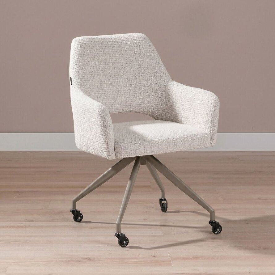 Stuhl mit Rollen Mona melierter Stoff beige