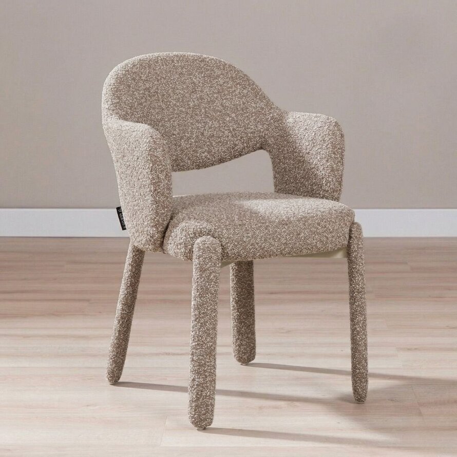 Stuhl June Bouclé braun
