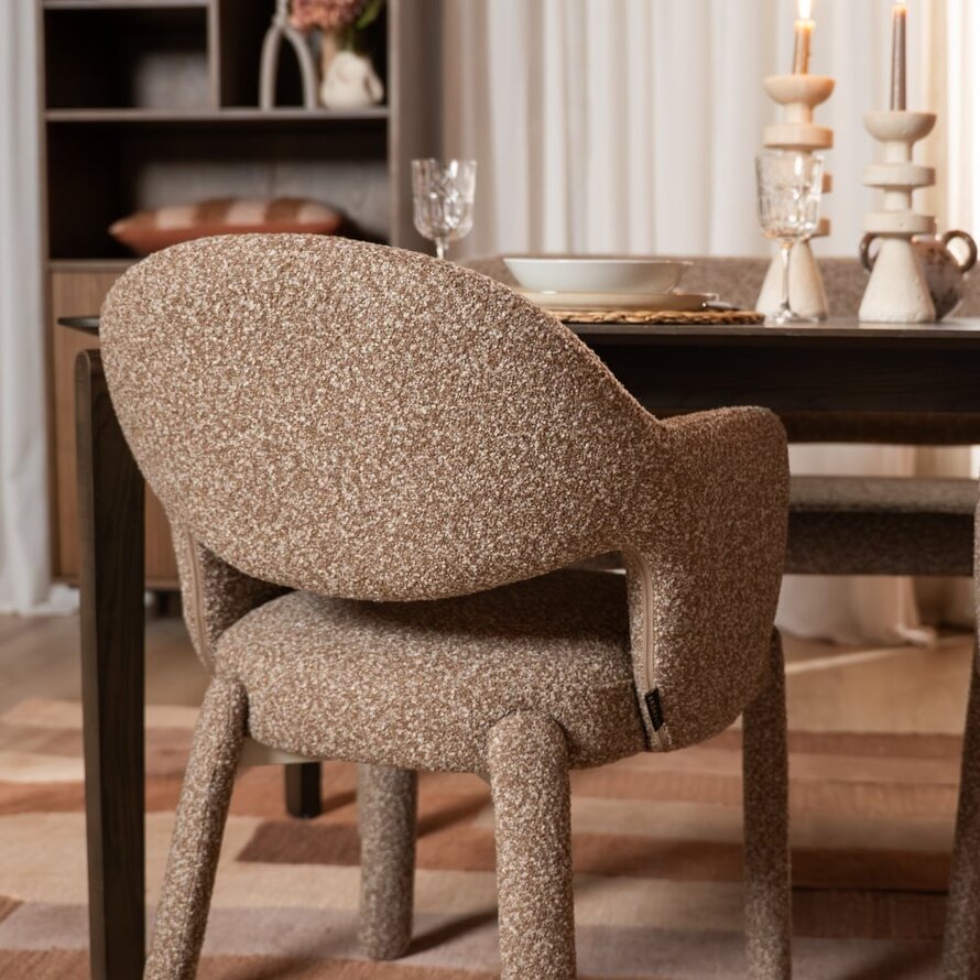Stuhl June Bouclé braun
