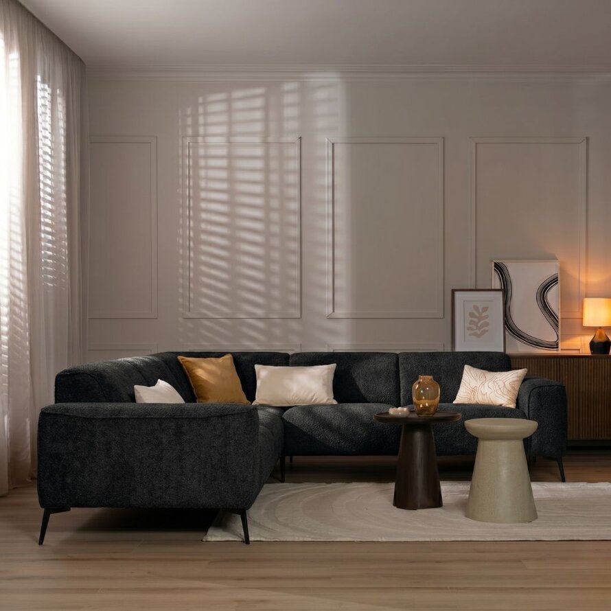 Ecksofa Vegas Chenille schwarz links/rechts