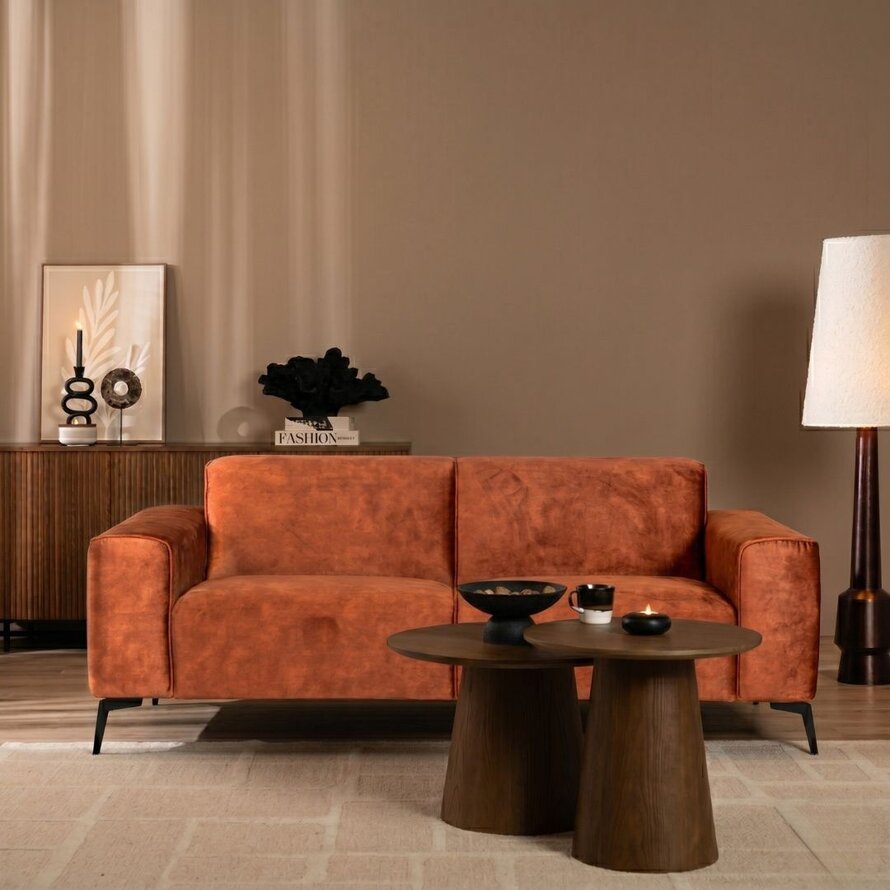 Samt Sofa Vegas 2,5-Sitzer kupfer