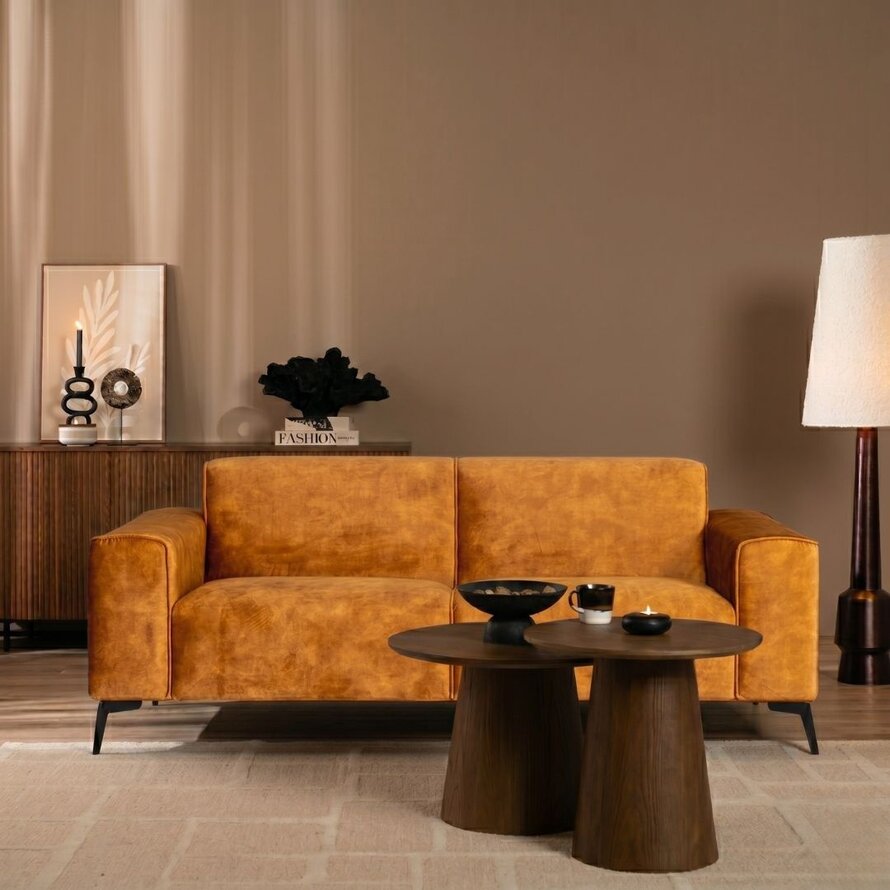 Samt Sofa Vegas 2,5-Sitzer ockergelb