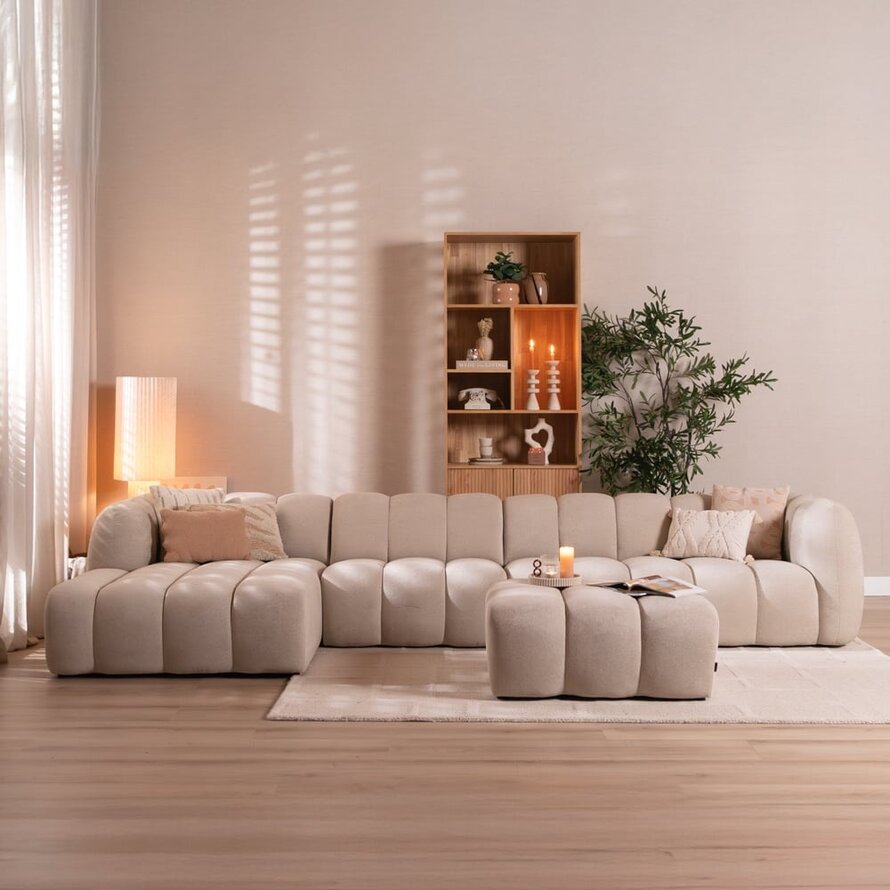 Ecksofa XL links Luca Chenille Beige